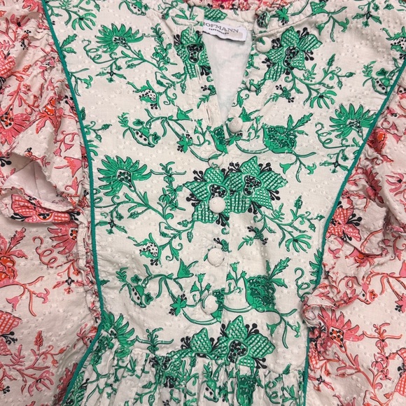 Designer Hofmann Copenhagen Erika Floral Ruffle Babydoll Mini Dress EU 44 US 12 - Picture 10 of 12
